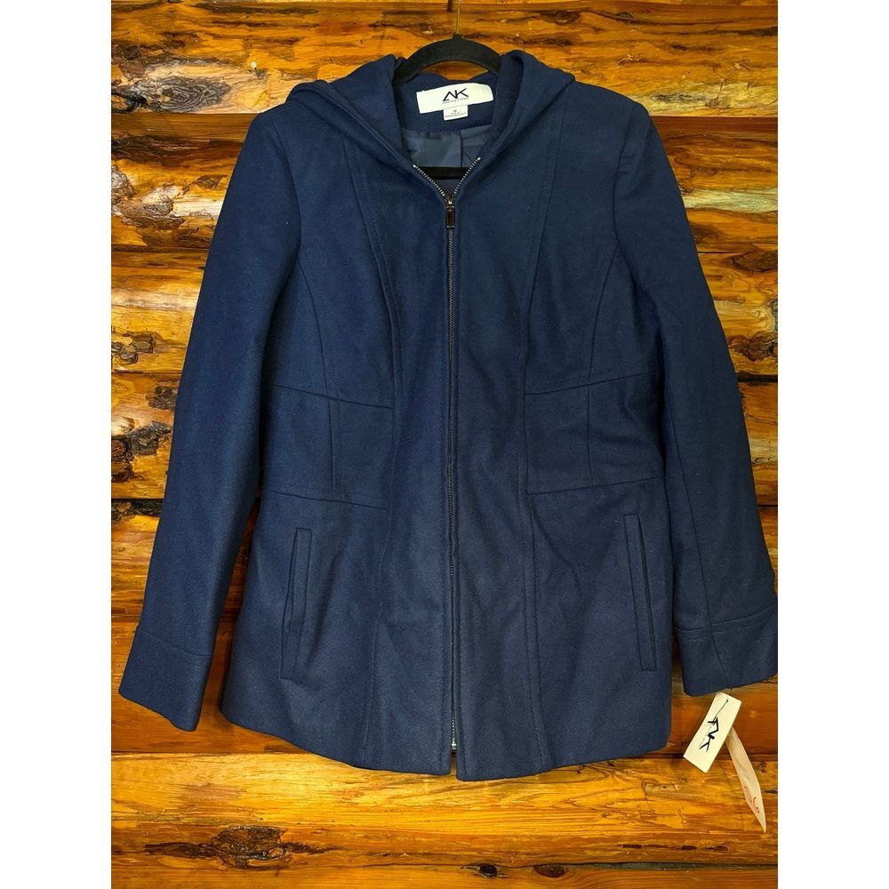 Anne Klein Sport Wool Blend Lined Hooded Jacket‎ Size Medium